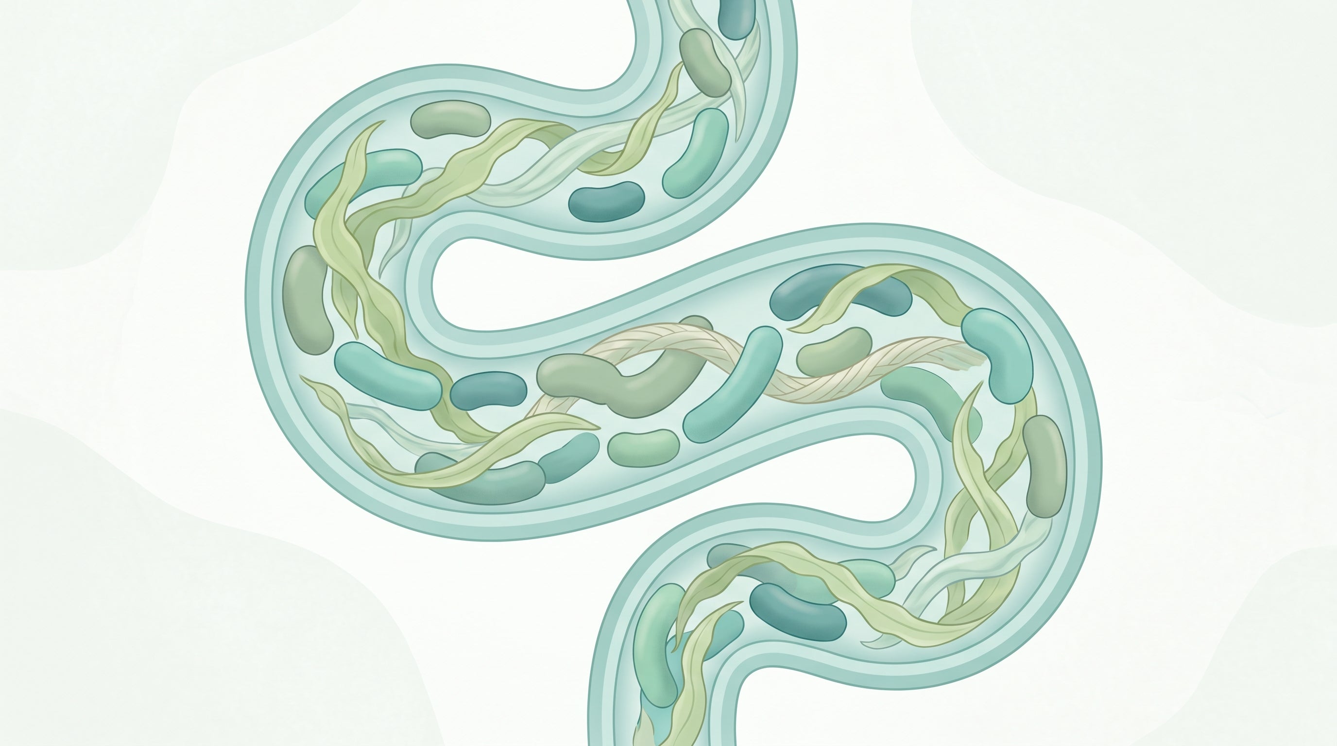 Illustrazione del microbiota intestinale nutrito dalla fibra prebiotica